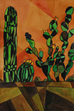 Steffens watercolor painting - Kaleidoscope Cacti
