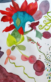 Steffens watercolor painting - Garden Harmony - whimsical flower arrangement